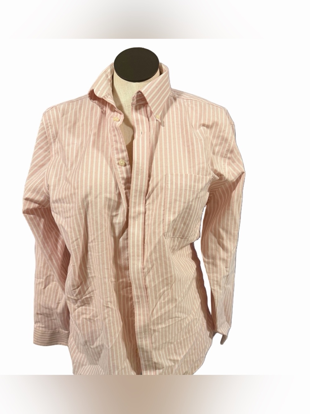 Stafford Pink and White Vertical Stripe Dress Shirt travel wrinkle free oxford